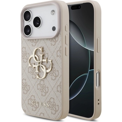 GUESS Предпазен калъф Guess PU 4G Metal Logo за iPhone 17 Pro, розов (13929)