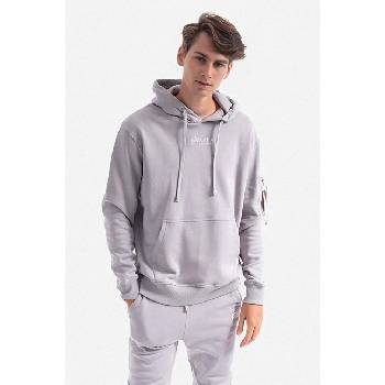 Alpha Industries Памучен суичър Alpha Industries Organics Emb Hoody в сиво с качулка с апликация (118350.643)