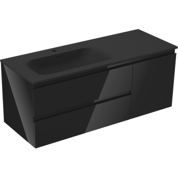 Mexen Orio шкаф за баня 120 см с мивка Vela лява, 2S, 1D, черен гланц/черен мат - 91A13-12047-3-BBFFF70-W23L71 (91A13-12047-3-BBFFF70-W23L71)