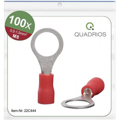 Quadrios 22C444 guľaté káblové oko Prierez=1.5 mm² Ø otvoru=8.5 mm čiastočne izolované červená 1 sada