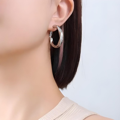 HARAHU Обеците lÍ-28722 - Сребърен / 3см kp28722 (28722)