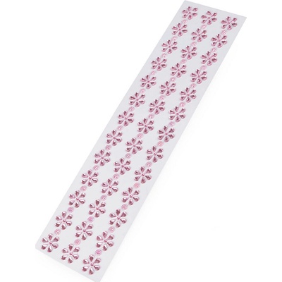 Samolepicí květy na lepicím proužku, malé, 2 růžová sv.