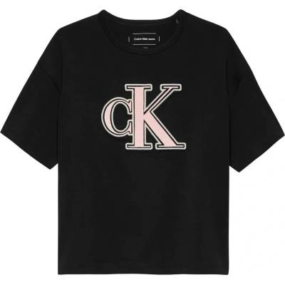 Calvin Klein Тениска Calvin Klein Monogram Flock Boxy short sleeve T-shirt - Black