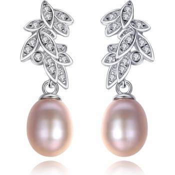 Silenti Jewelry Сребърни обеци "Перлено Листо