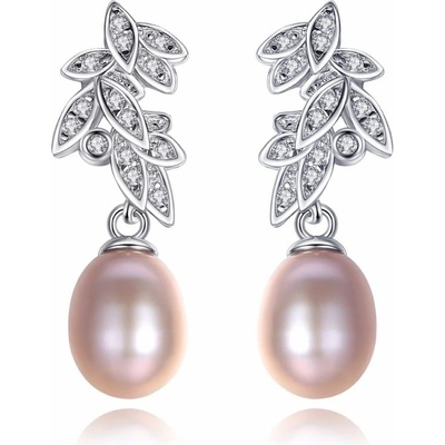 Silenti Jewelry Сребърни обеци "Перлено Листо