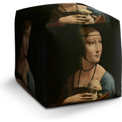 Sablio Taburet Kocka Dáma s hranostajem - Leonardo da Vinci: 40x40x40 cm