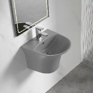 Inter Ceramic Овална стенен умивалник Inter Ceramic, матово сиво, 48, 5 см (4746MG)