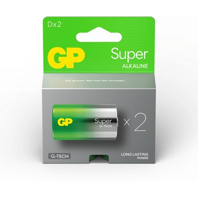 GP Batteries Алкална батерия gp super lr20, 2 бр. в опаковка - блистер, 1.5v (gp-ba-13a21-sb2)
