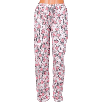 Image 1 of Дамски панталон-пижама в бяло с червени сърца