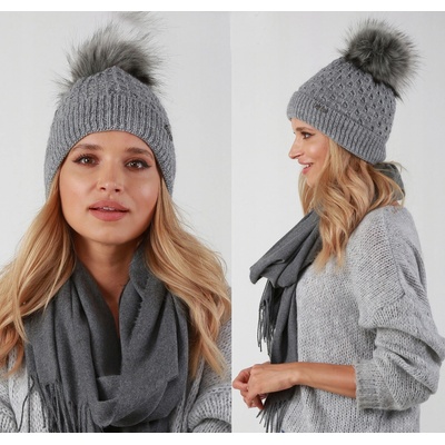 Fashionweek dámská zimní čepice s bambulí Jenot ZIZI-P15 šedý
