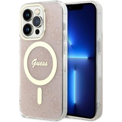 GUESS Кейс Guess GUHMP14LH4STP за iPhone 14 Pro 6.1", розов / розов, твърд, 4G MagSafe (GUE002766-0)