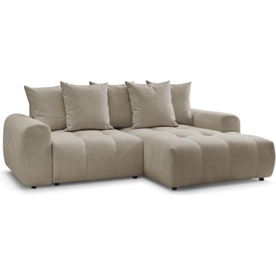 Bobochic Бежов шенилов разтегателен ъглов диван с място за съхранение (десен ъгъл) Roxelane - Bobochic Paris (108408)