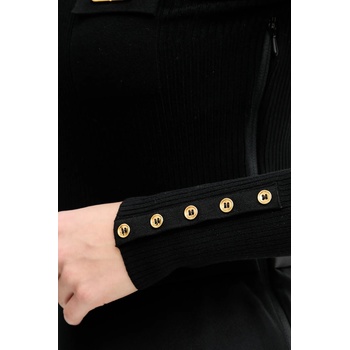 Elisabetta Franchi Рокля с коприна Elisabetta Franchi в черно среднодълга със стандартна кройка AM06B56E2 (AM06B56E2)