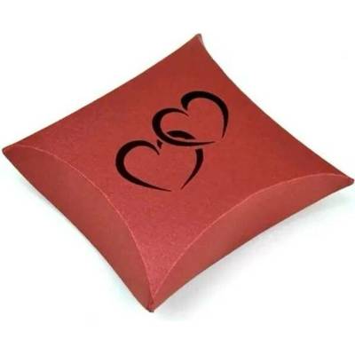 Dárková minikrabička skládací perleťová srdce vínová 5 x 5 cm