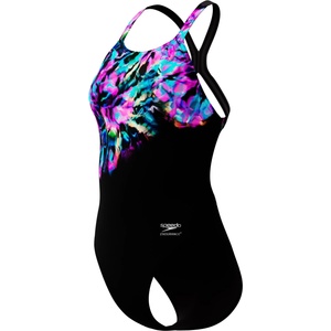 Speedo Дамски бански костюм Speedo Women's Placement Printed Powerback Swimsuit - Glitchy Garden / Black - размер 42 (EU) (150-5721-0421)
