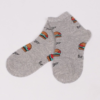Детски чорапи с хамбургери в сив цвят