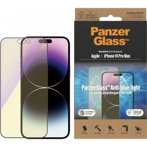Panzer Стъклен протектор PanzerGlass за Apple iPhone 14 Pro Max Anti-Bluelight, CaseFriendly, Antibacterial, Черен
