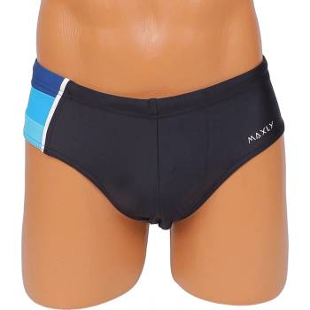 Image 1 of Мъжки бански-слип в черно със сини ленти от едната страна