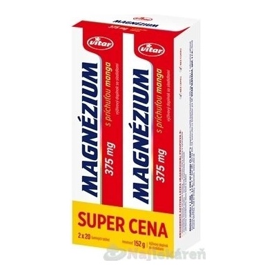 VITAR MAGNÉZIUM 375 mg DUOPACK tbl eff s príchuťou manga 2x20 40 ks