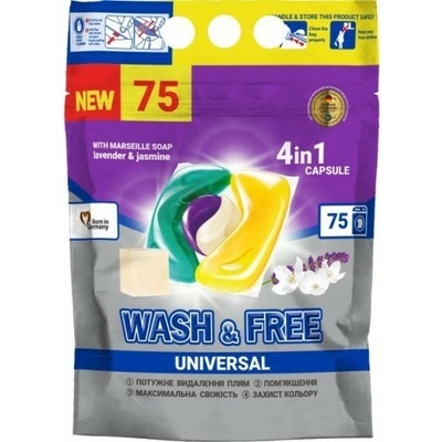 WashandFree Wash & Free Prémiové kapsule na pranie 4v1 Marseilské mydlo a Levanduľa 75 PD