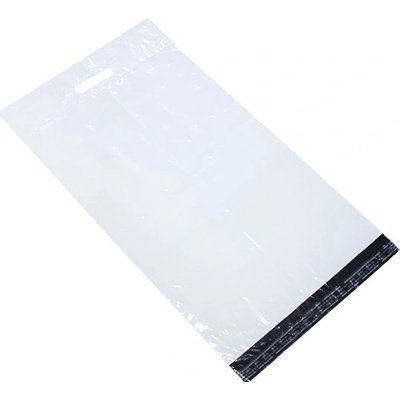 50 ks - Obálka plastová samolepicí bílo-černá 480x650+80 tl. 0,06 s uchem (80% podíl recyklátu)