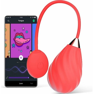 Magic Motion Magic Sundae červené, smart vibračné vajíčko a vaginálny trenažér 19 x 3,5 cm