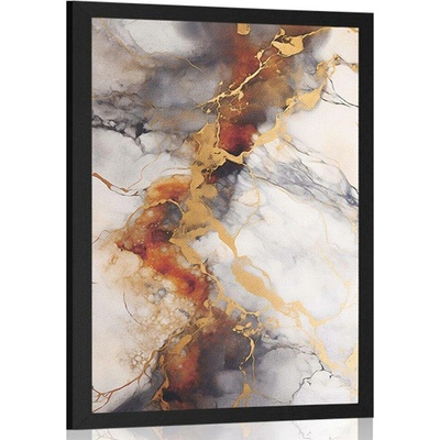Plakát hnědo-šedý mramor - 40x60 white