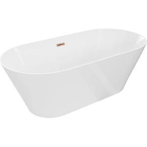 Mexen Luna Slim свободностояща вана 170 x 75 см, бяла, преливник розово злато - 52041707500-60 (52041707500-60)