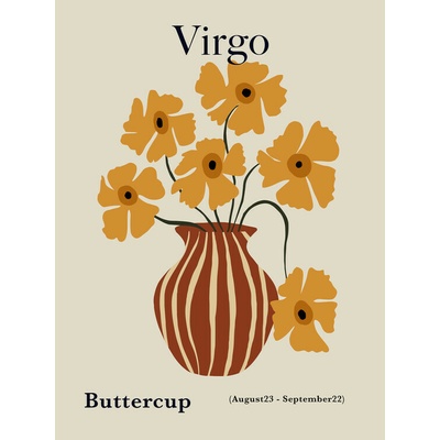 Plagát, Obraz - Virgo Buttercup Flowers, Miho Art Studio, 30 × 40 cm