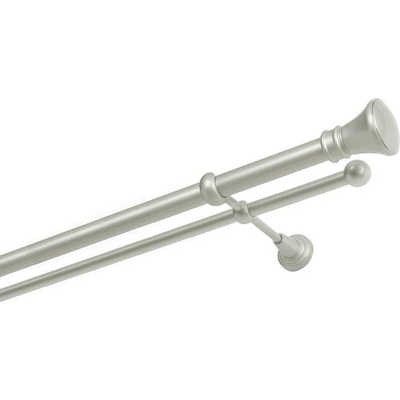 OK-GarnýžeCZ Garnýž kovová dvouřadá 25/16mm Koloseo stříbrná mat 220 cm do stěny / na tunýlek - bez kroužků