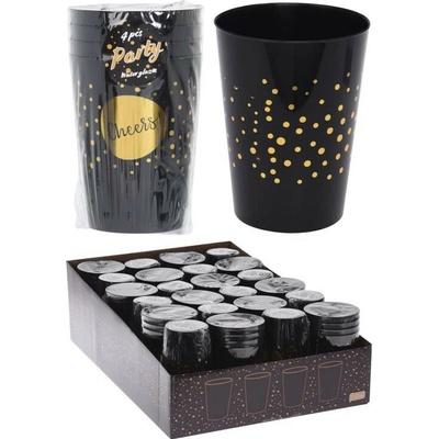 Pohár na drink čierna so zlatou 75x95mm 4 x 300 ml