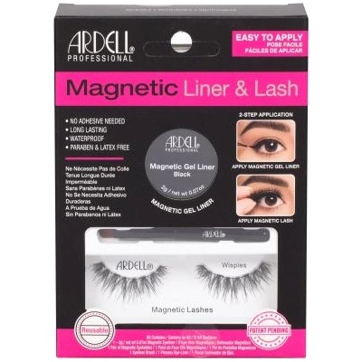 Magnetic Liner & Lash Wispies комплект: магнитни мигли Wispies 1 чифт + магнитна гелообразна очна линия 2 g Black + четка за очна линия 1 бр