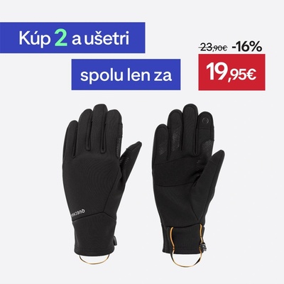 Quechua Detské dotykové turistické rukavice SH500 Mountain strečové čierna