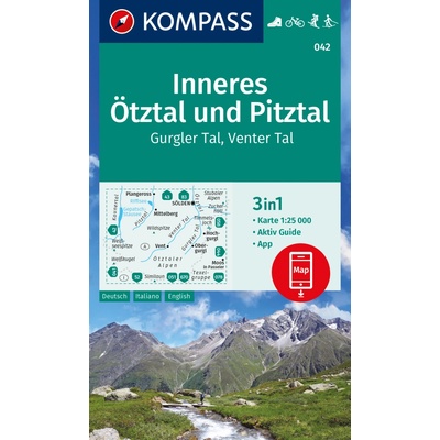 Inneres Ötztal, Gurgler Tal, Venter Tal, Pitztal (Kompass - 042) - turistická mapa