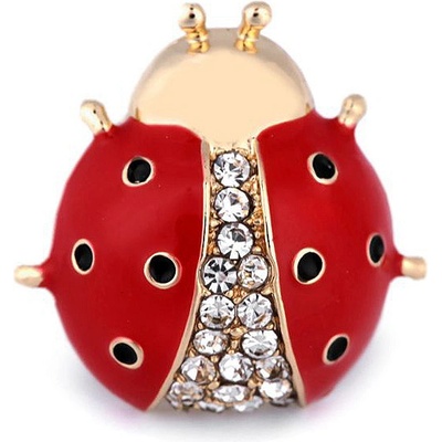 Stoklasa brož odznak s broušenými kamínky 1 červená beruška