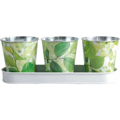 Esschert Design kvetináčov s podtáckom LEAF, 32x11x12cm 3ks