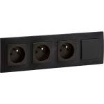 Legrand Legrand- Тройна битова розетка 250V/16A и еднополюсен ключ № 1 NILOE черен (LR0001G)