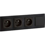 Legrand - Тройна домашна розетка и еднополюсен ключ № 1 с рамка NILOE 250V č (LR0001G)