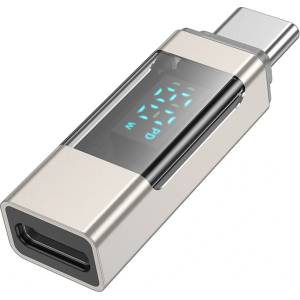 BOROFONE Адаптер Borofone BV25, USB-C към USB-C, с дисплей, сив