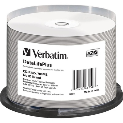 Verbatim CD-R 700MB 52x, AZO, printable, spindle, 50ks (43756)