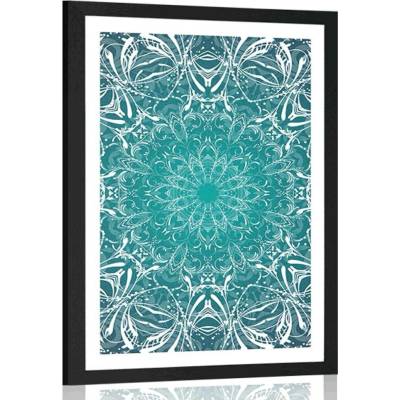 Plakát s paspartou modrobílá rozeta - 40x60 white