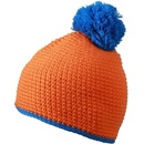 Myrtle Beach MB7964 pletená čiapka s kontrastným pruhom a brmbolcom oranžová aqua