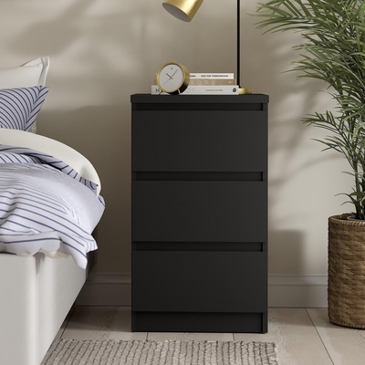 Нощно шкафче Naia с 3 чекмеджета Черен мат