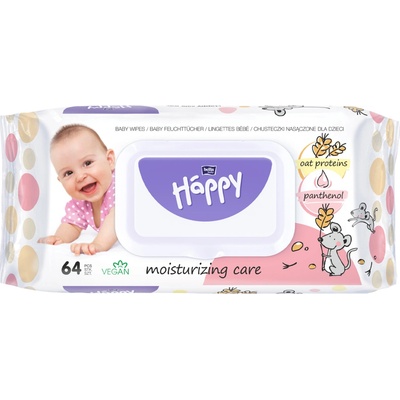 Bella Baby Happy dětské vlhčené ubrousky ovesný protein a panthenol 64 ks
