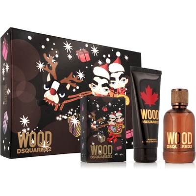 Dsquared2 Wood Men EDT 100 ml + sprchový gél 100 ml + pouzdro na karty darčeková sada