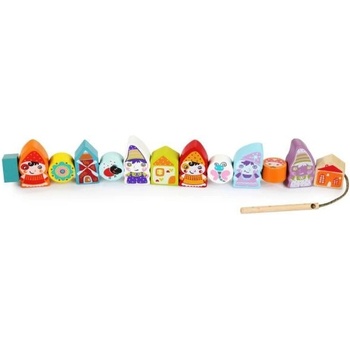 Cubika 13654 Нанизващи джуджета - нанизващ комплект - 13 дървени части и 8 шаблона