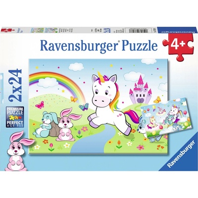 Ravensburger Детски пъзел Ravensburger от 2 x 24 части - Страхотен еднорог (7828)