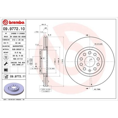 Brzdový kotouč BREMBO 09.9772.11 – Sleviste.cz
