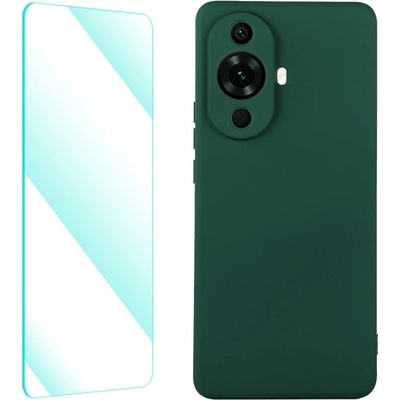 Enkay Silikónový obal a 2D sklo Huawei nova 11 tmavozelený