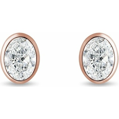 KLENOTA Náušnice s oválnými lab grown diamanty v růžovém zlatě E1075754